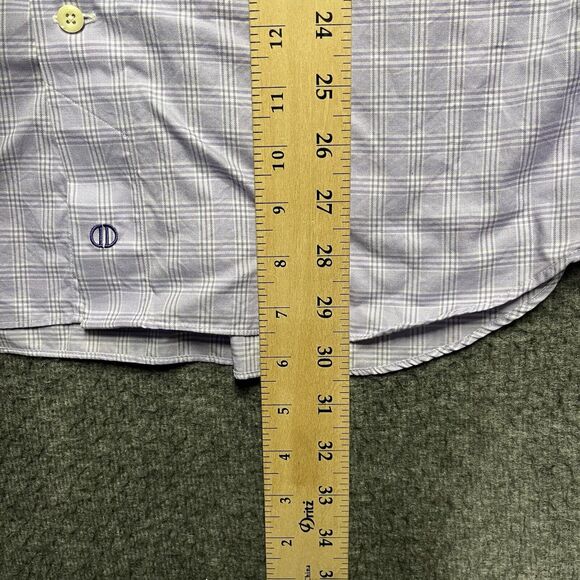 David Donahue Shirt Men's Size 16.5 32/33 Purple Check 100% Cotton Long Sleeve - Picture 7 of 8